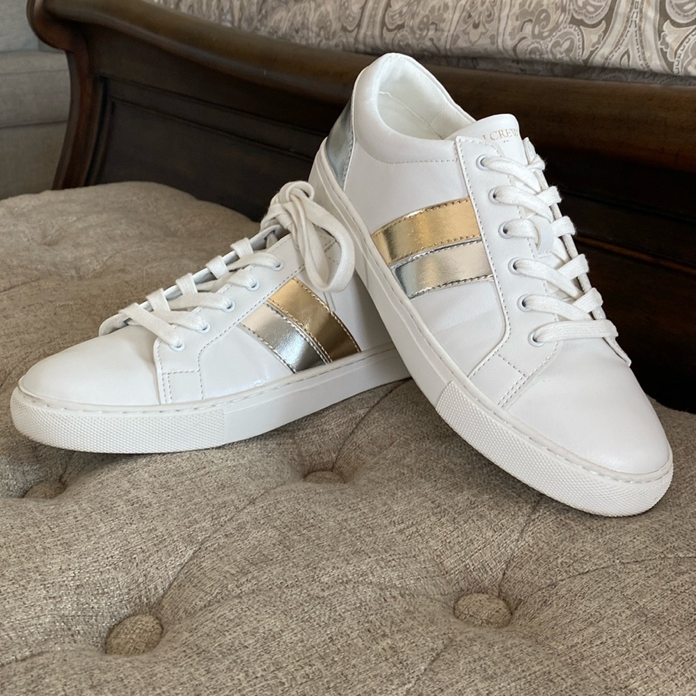 JCrew white court shoes